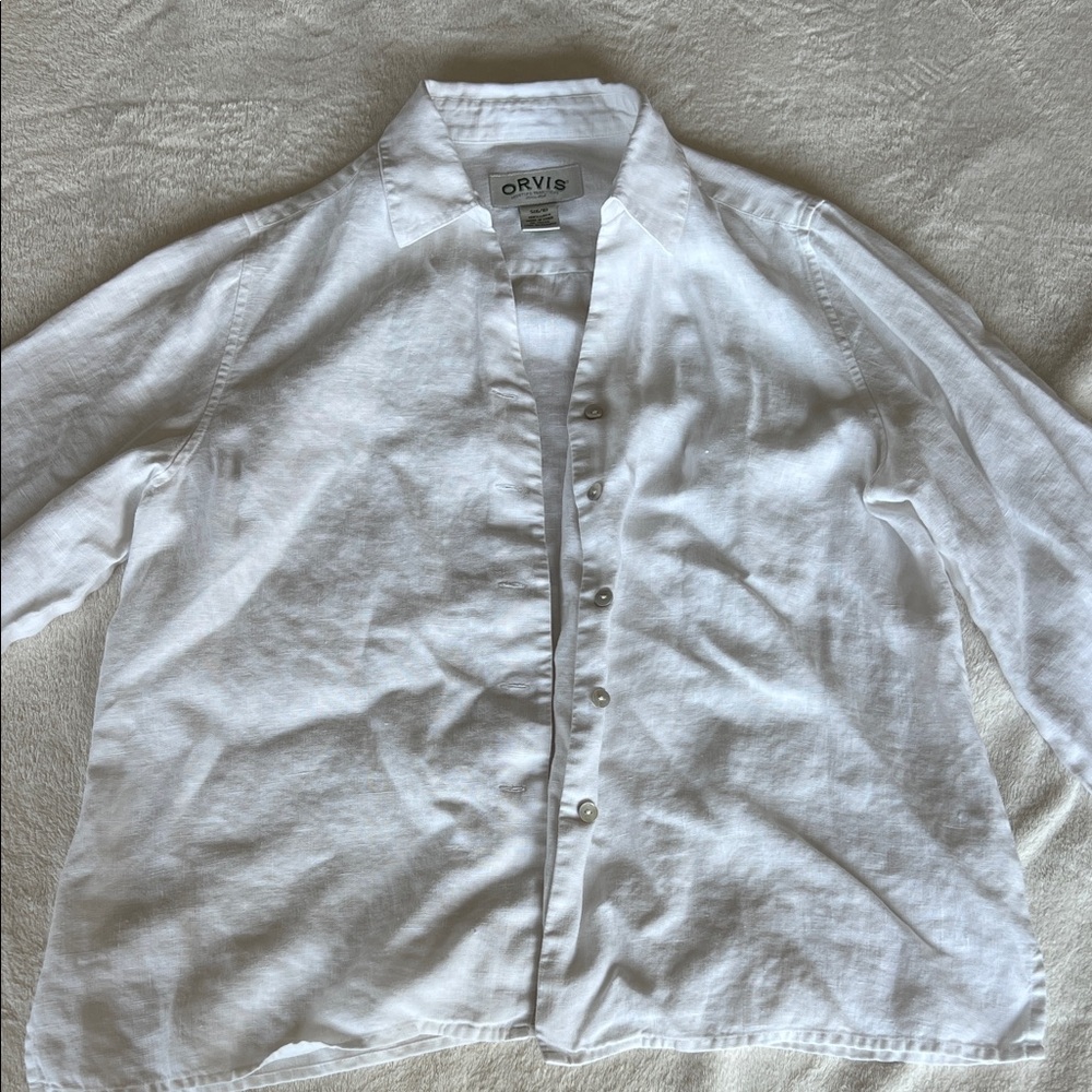 Linen 3/4 length sleeve button up